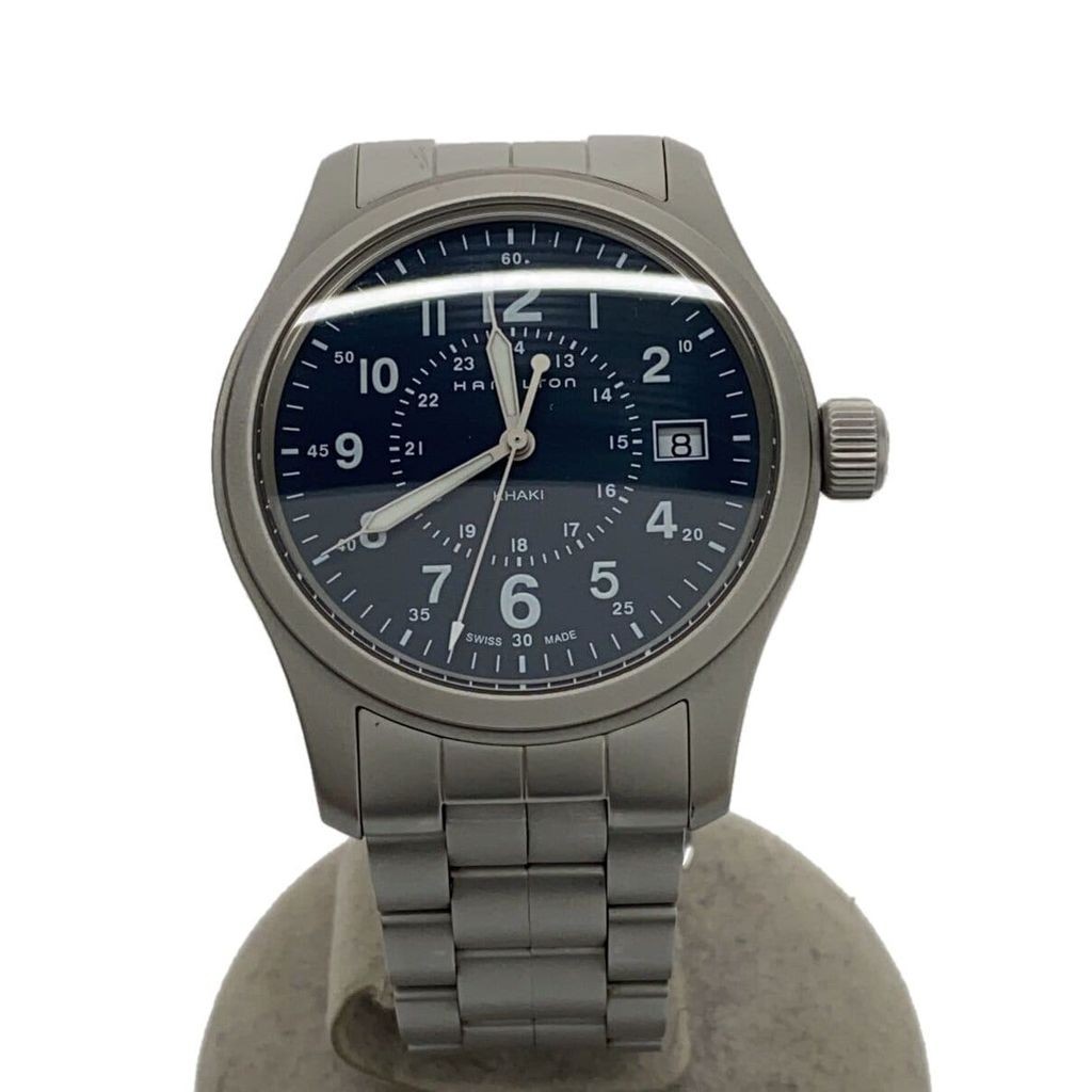 Hamilton(แฮมิลตัน) HAMILTON Men's Watch Quartz Analog Navy Silver H682010 Date Calendar Khaki Field 