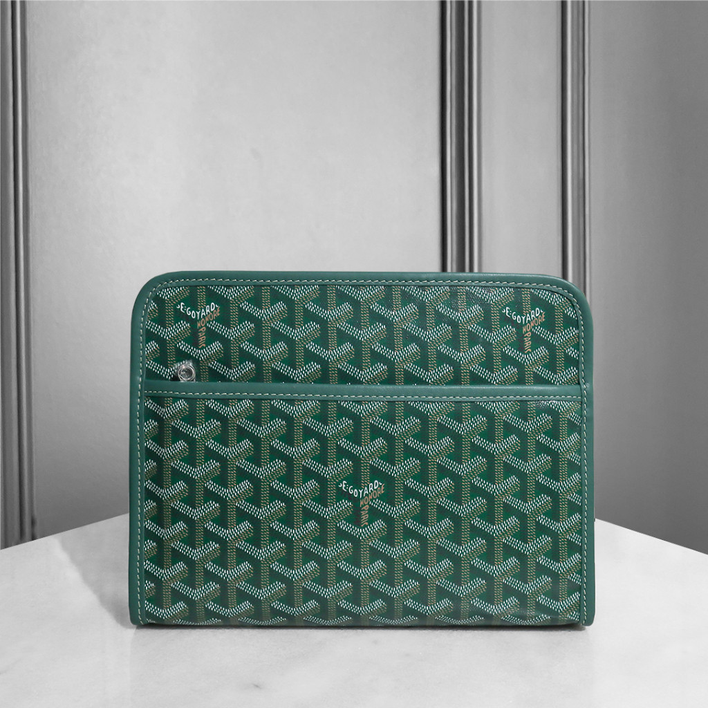 สินค้าแท้มือสอง    กระเป๋าเอกสาร  GOYARD กระเป๋าเครื่องสำอาง   กระเป๋าเอกสารสีเขียว