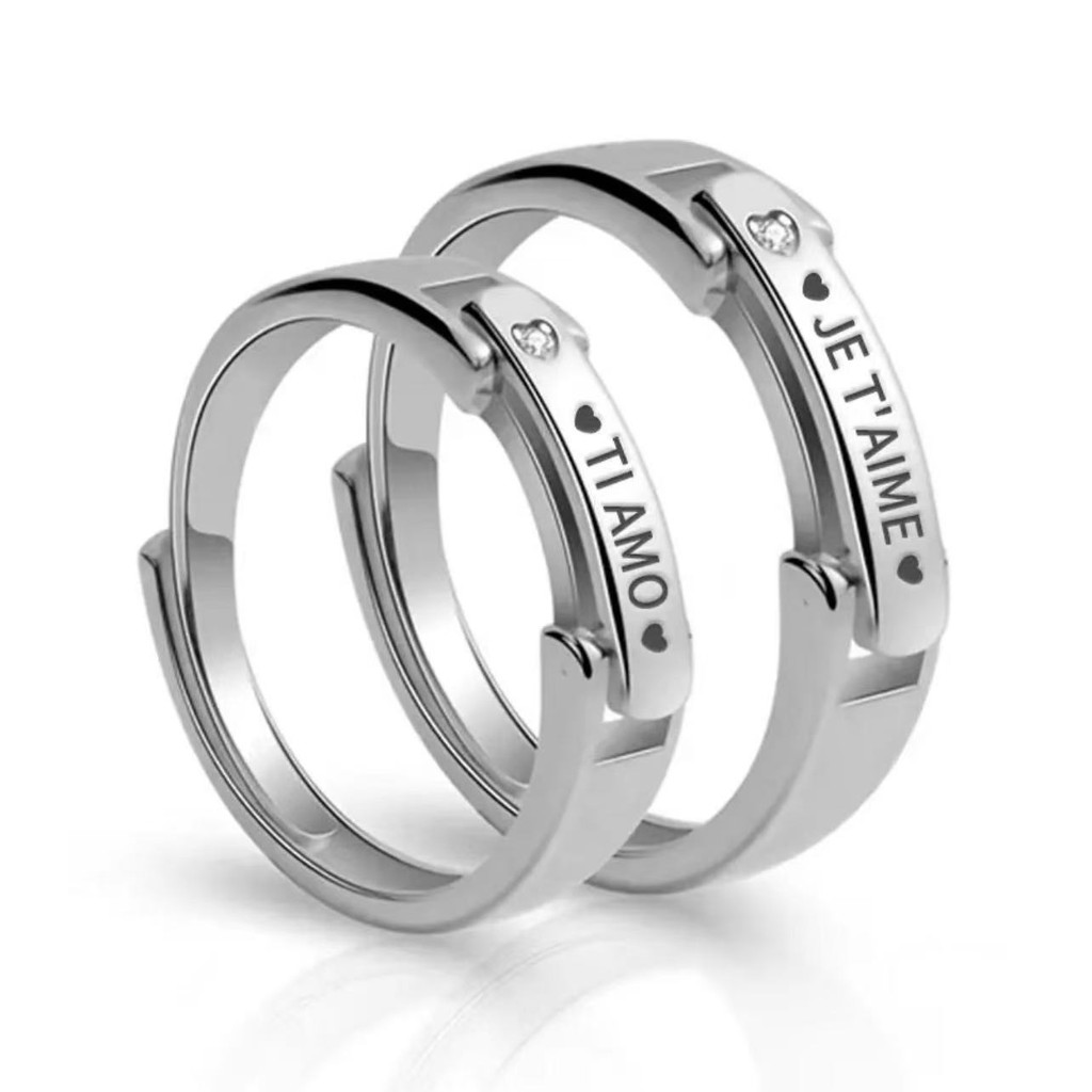 ฉัน แกะสลักชื่อและวันที่ครบรอบ,แหวนคู่ปรับ,กันน้ําและจางหาย,ของขวัญครบรอบที่สมบูรณ์แบบสําหรับเขา & ของเธอ - รูปที่ 3