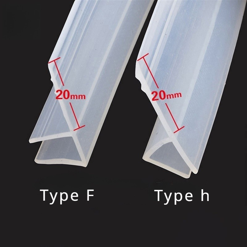 2 เมตร/ล็อตกว้างขึ้น F/h รูปร่างยางซิลิโคนห้องอาบน้ําประตูหน้าต่างกระจกซีลแถบ weatherstrip สําหรับ 6/8/10/12 มม.แก้ว