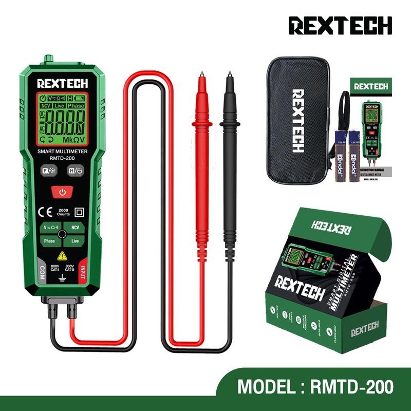REXTECH RMTD-200 มัลติมิเตอร์ดิจิทัล AC/DC วัดแรงดันไฟฟ้าอัตโนมัติ นับ 2000 โอห์ม แอมมิเตอร์