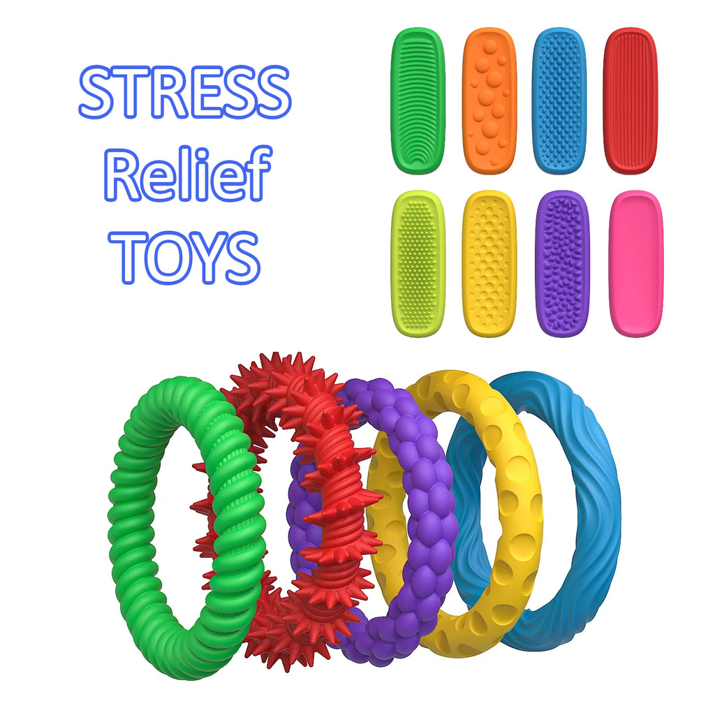 5/8 ชิ้นซิลิโคนสร้อยข้อมือ Sensory EDC Fidgeting Antistress ความวิตกกังวล Fidget แหวน Anti ความเครียดบรรเทาของเล่นเด็กเด็กออทิสติก ADHD