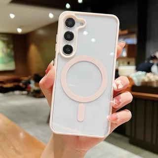 SAMSUNG หรูหราอะคริลิคแม่เหล็กสําหรับ ซัมซุง กาแลคซี ก15 16 35 36 55 56 17 26 5ก ไร้สายชาร์จกันน้ําลื่นฝาครอบโทรศัพท์