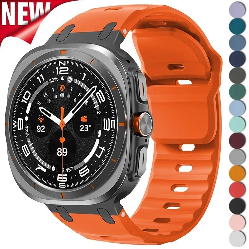 สายรัดสําหรับ Samsung Galaxy Watch 7 Ultra 47 มม.ซิลิโคนไม่มีช่องว่างขั้วต่อโลหะสําหรับ Galaxy Watch 7 Ultra เปลี่ยนสร้อยข้อมือ