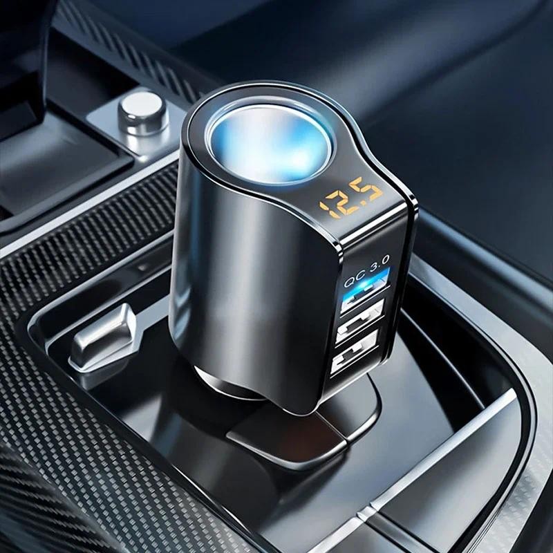 96w QC3.0 3.1A USB Car Charger 3 พอร์ต 12-24V ไฟแช็ก Super Fast Socket Adapter จัดแต่งทรงผม
