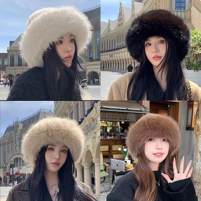 หมวกไหมพรม หมวกกันหนาว หมวกชาวประมงตุ๊กตาฤดูใบไม้ร่วงและฤดูหนาวหมวกกันหนาวและอบอุ่นหนา