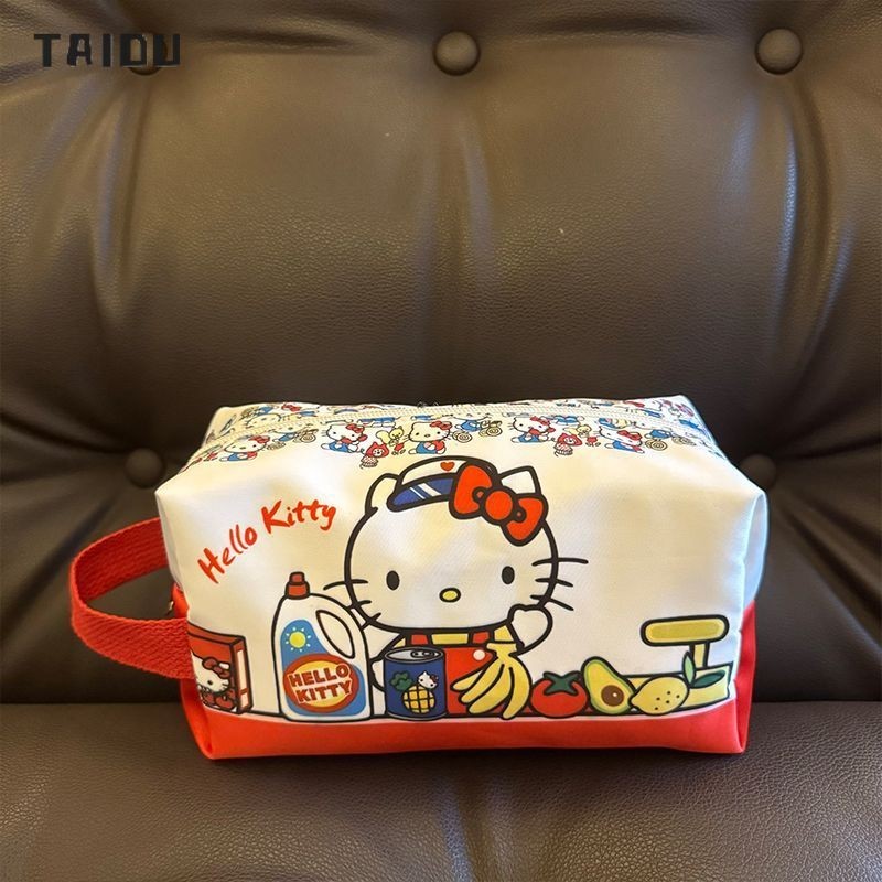 Taidu กระเป๋าเก็บของ ลายใหม่ KT Cat กระเป๋าเครื่องสําอางความจุสูงแบบพกพาการ์ตูนน่ารัก