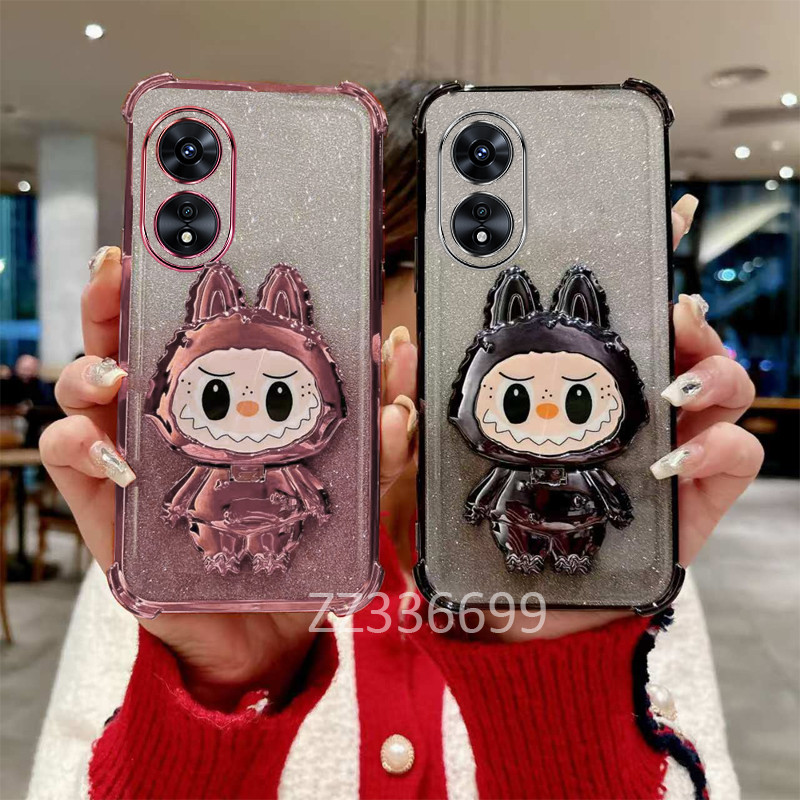 เคส OPPO A17 A17K A18 A38 A58 A78 4G 5G A98 A97 เคสโทรศัพท์สําหรับผู้ถือซิลิโคนสี่มุมป้องกัน labu ใส