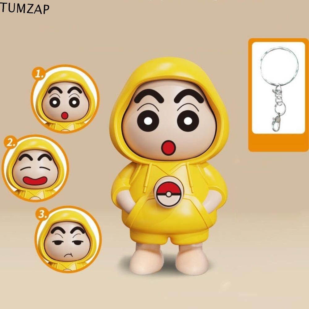 Tumzap ของเล่นแต่งหน้าหน้าชินจัง สไตล์จีน พร้อมพวงกุญแจ ตุ๊กตาเปลี่ยนหน้าเครยอนชินจัง, ของเล่นโต้ตอบงานฝีมือ DIY พลาสติกขนาดเล็ก ของเล่นเปลี่ยนหน้า ตุ๊กตาคริสต์มาส