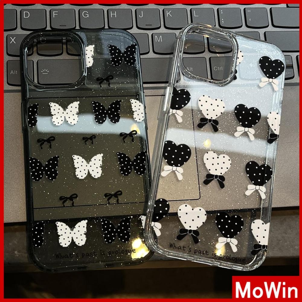 Movin - เคส iPhone 16 Pro Max iPhone 11 เคสใสแบบแวววาว TPU นุ่มสีสันสดใส หัวใจและคันธนูน่ารัก Compatible iPhone15 Pro max 14 13 12 Pro max XS XR 7 Plus 8 Plus