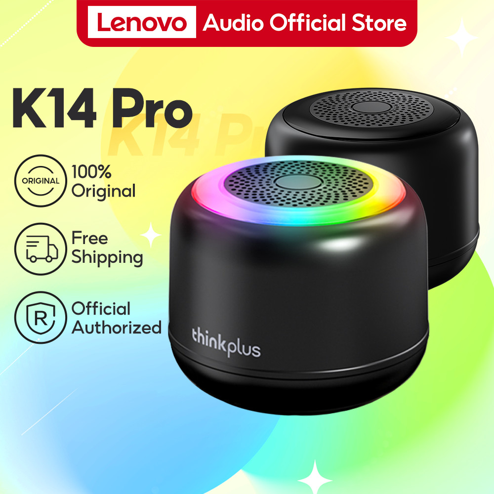 Lenovo K14 Pro ลําโพงบลูทูธไร้สายแบบพกพา Bluetooth 5.4 ไฟ LED เสียงเซอร์ราวด์สเตอริโอ