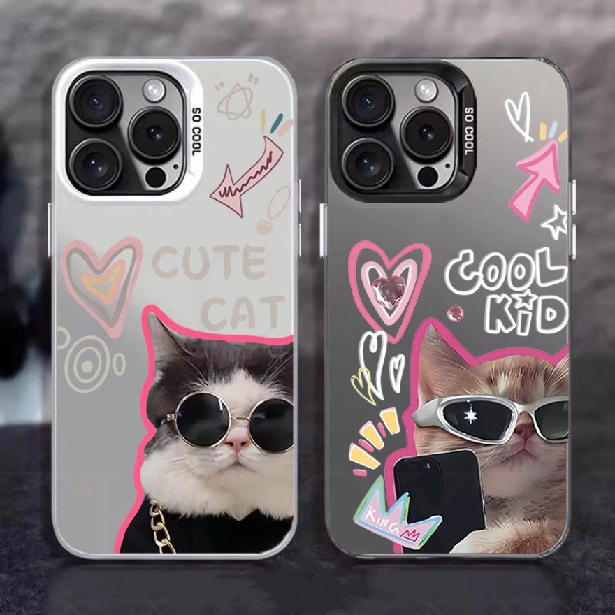 แฟชั่นตลกน่ารักแว่นตาหล่อแมวเคสโทรศัพท์สําหรับredmi 14C 14R K40 K50 K60 K70 Pro K50 Gaming K70E A3 1