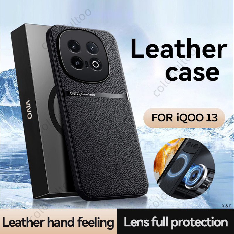 Vivo iQOO 13 5G เคสโทรศัพท์สําหรับ Vivo iQOO 13 IQOO13 5G 2024 หนังหรูหราผู้ถือรถแม่เหล็กกันกระแทกปลอก Anti-fall กันชนกล้องเลนส์ป้องกันปกหลัง