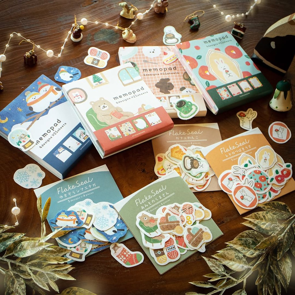 2024 Winter Limited Japan Furukawa Papercraft Wa-life Series Note Pad Sticker Pack Gilding Sticker