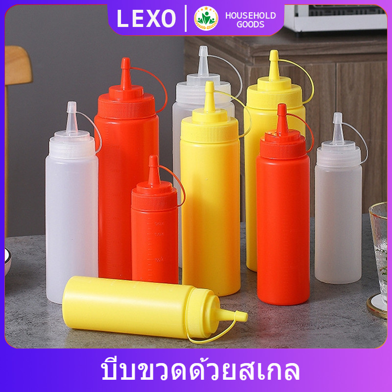 ขวดบีบซอส ขวดใส่มายองเนส มีฝาปิด ขวดปรุงรสพลาสติก มีหมายขนาดให้ มีหลายขนาด