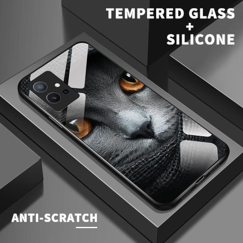 เหมาะสำหรับ VIVO Y75 5G Y75 4G Y75S Y72 Y73 Y76 Y7s Y85 Y89 กรณีโทรศัพท์ใหม่เคส Cool Cat