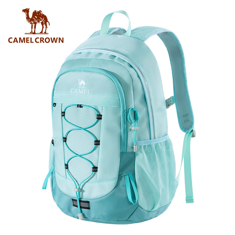 CAMEL CROWN 30L กระเป๋าเป้กลางแจ้ง Sky Blue กันน้ําที่ทนต่อการฉีกขาด, กระเป๋าเป้สะพายหลังน้ําหนักเบา