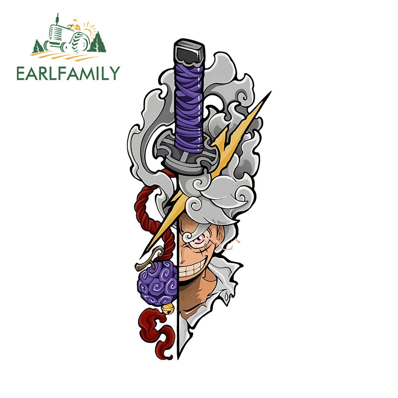 Earlfamily 13 ซม.One Piece Anime Cooler สติกเกอร์รถบุคลิกภาพ Occlusion Scratch กันน้ําไวนิล Decal เหมาะสําหรับรถจักรยานยนต์สเก็ตบอร์ด