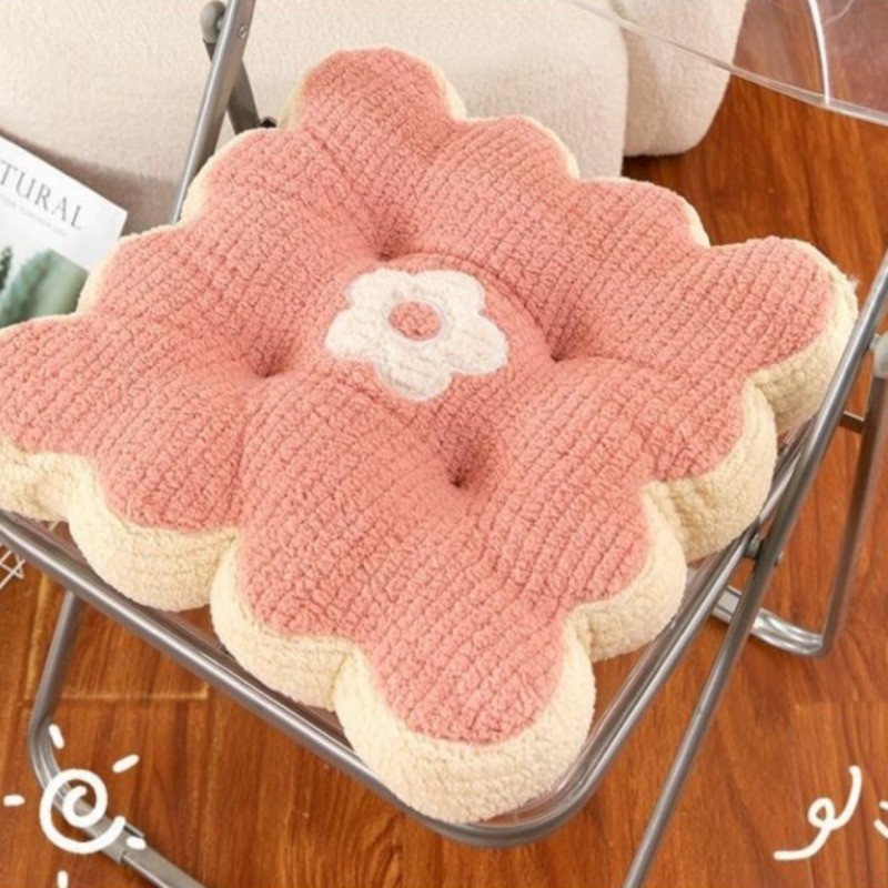 เบาะรองนั่ง เบาะรองนั่งเก้าอี้ ใช้พิงหลังได้ ลวดลายดอกไม้ หนานุ่มนั่งสบาย 40x40cm - รูปที่ 4