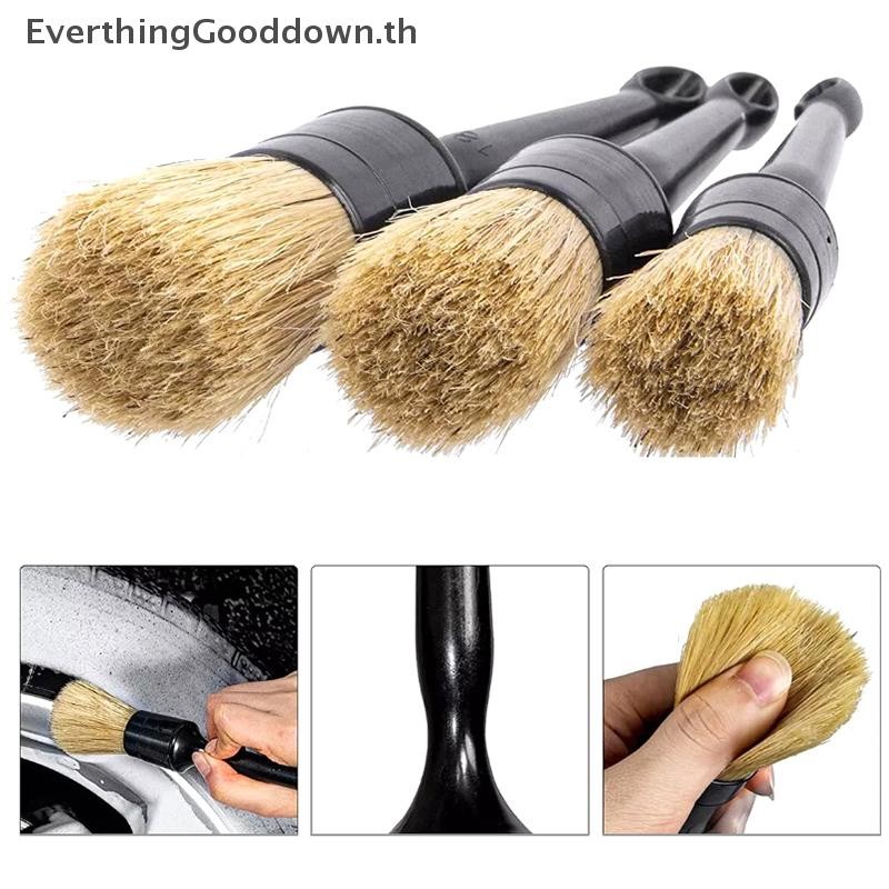 Ever 3 PCS รถภายนอกภายในรายละเอียดแปรง Boar Hair Bristle แปรงสําหรับทําความสะอาดรถยนต์ Auto Detail เครื่องมือ Dashboard แปรงทําความสะอาด TH