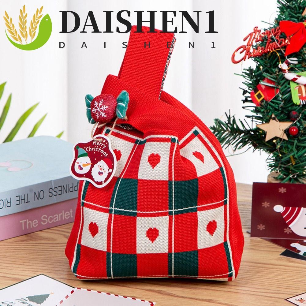 Daishen1 Knot Wrist Bag,คริสต์มาสถักกระเป๋าของขวัญคริสต์มาส,น่ารักTote Bag Gingerbread Manกระเป๋าช้อปปิ้งเด็กCandyกระเป๋าถือเดินทาง