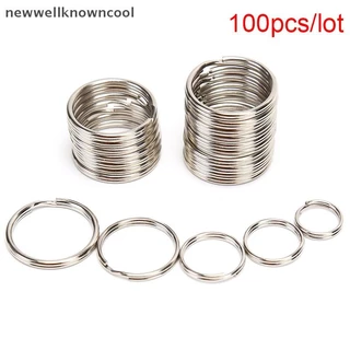 Newwellknowncool 100 ชิ้น/ล็อตพวงกุญแจ DIY โลหะผู้ถือกุญแจแยกแหวน Hoop ห่วงโลหะพวงกุญแจ AAD