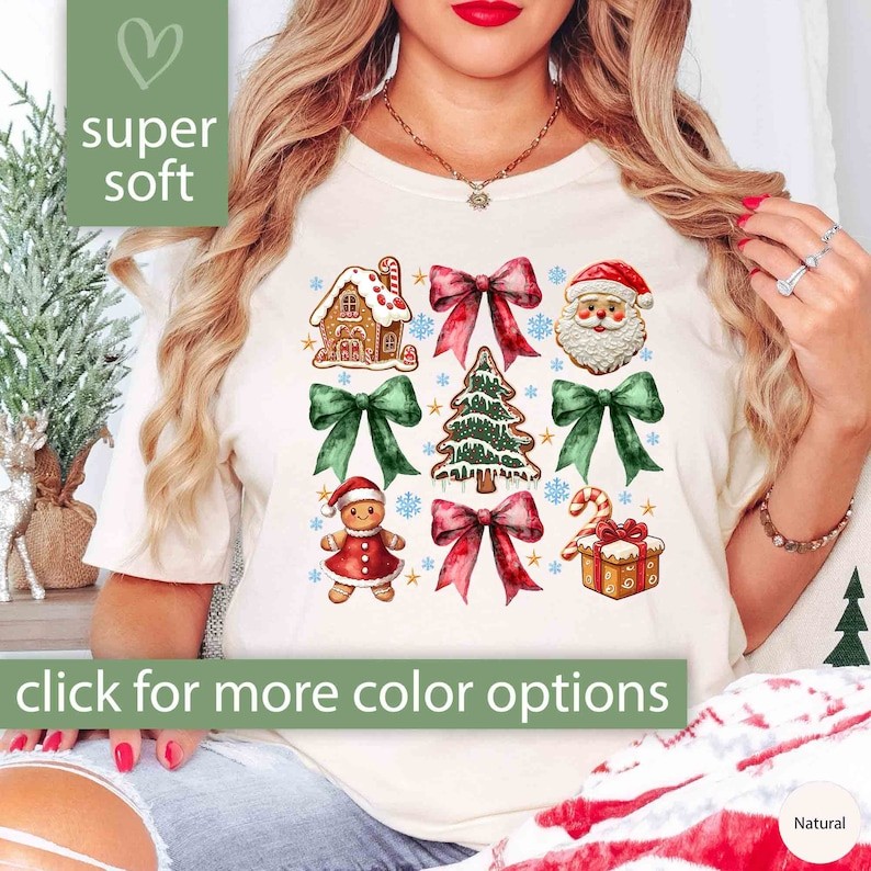 Gingerbread Cookie Shirt Gift for Women, Christmas Shirt for Women, Christmas Cookie Shirt, Cute Gin