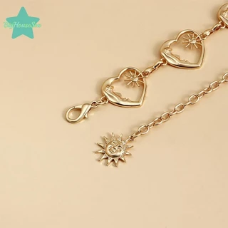 [BigHouseSea] Harajuku Punk Moon เข็มขัดโลหะผู้หญิง Vintage Punk Gothic Moon Sun เอวสูงเข็มขัดจี้เข็มขัดหญิงใหม่