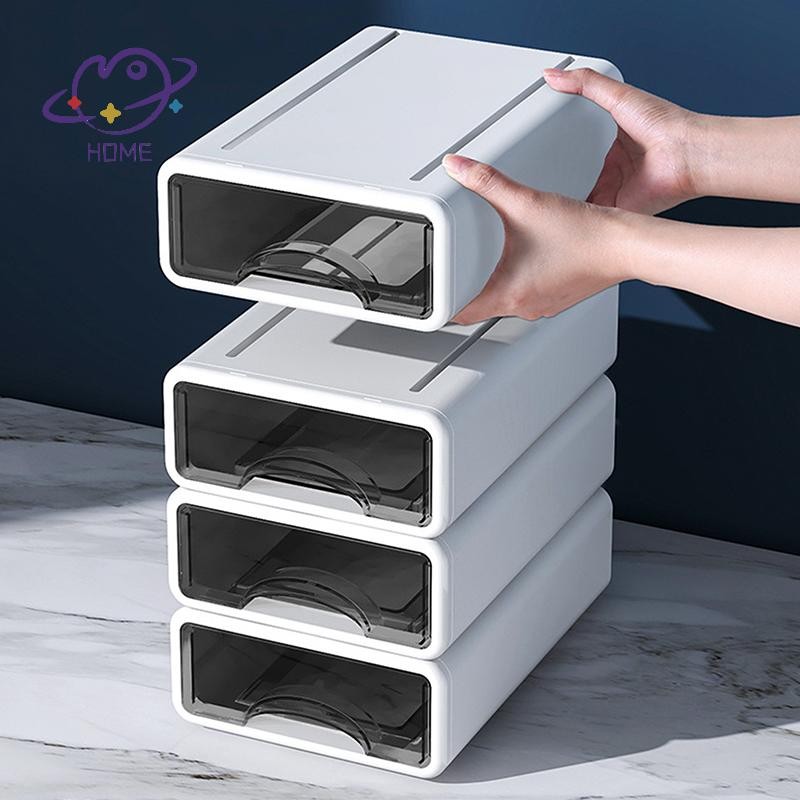 [mayhome] กล่องพลาสติก Desktop Organizer ลิ้นชักแต่งหน้ากล่องเก็บ Stackable เครื่องประดับคอนเทนเนอร์ Office Finishing Organizer กล่อง {TH}
