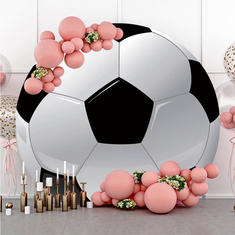 Soccer Themed Birthday Cake Smash Round Backdrop Newborn Sports Star Background Photo Studio Goal Fo