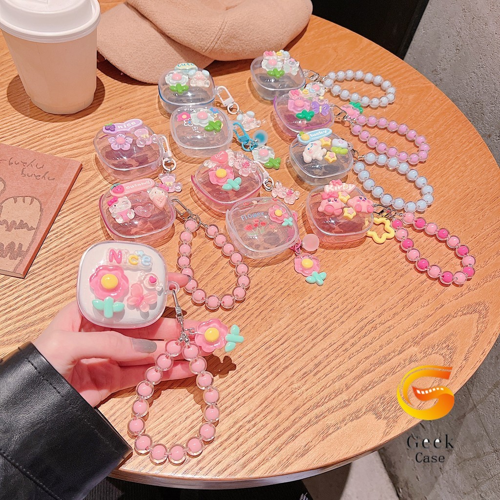 Geek เคสหูฟัง ใช้ได้กับ: Redmi Buds 6 Play เคส Case เคสหูฟังบุคลิกภาพสร้อยข้อมือดอกไม้ไล่ระดับ KT cat