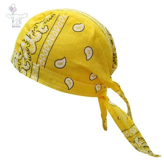 [San] ผู้หญิงผู้ชายหมวกผ้าฝ้าย Unisex Durag พิมพ์แฟชั่นผ้าพันคอโจรสลัด