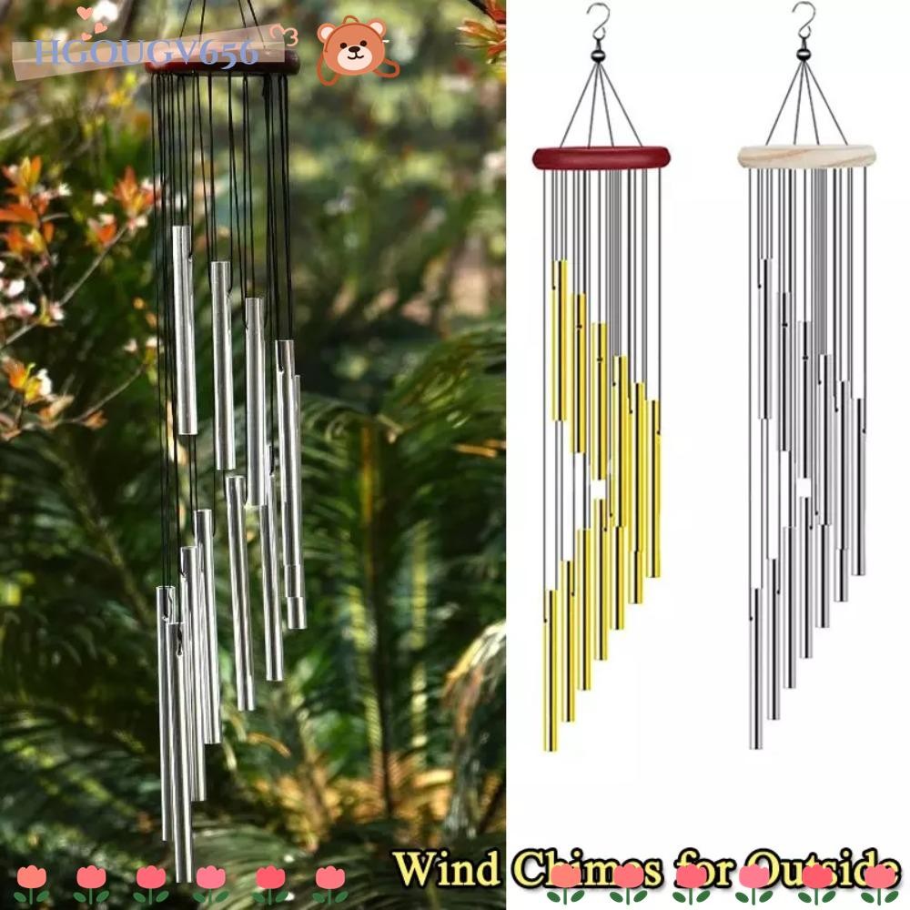 Hgougv656 กระดิ่งลม, Handmade Courtyard ตกแต่งหลอดอลูมิเนียม Wind Chime, ตกแต่งสวน 12 หลอดแขวนเครื่องประดับกระดิ่งลมขนาดใหญ่