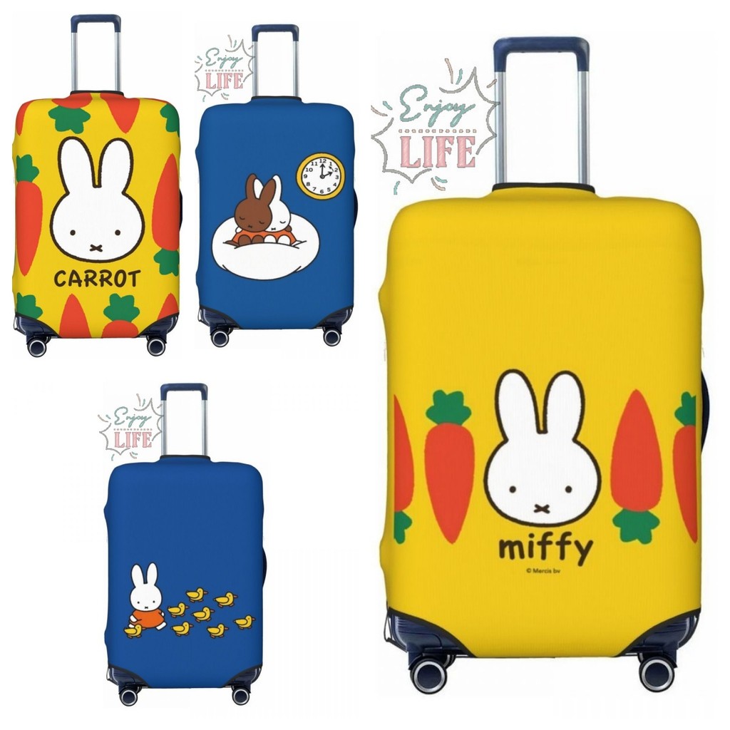 Miffy Rabbit ผ้าคลุมกระเป๋าเดินทางป้องกันล้างทําความสะอาดได้ผ้าคลุมกระเป๋าเดินทางแบบยืดหยุ่นกันฝุ่นการ์ตูน S080302