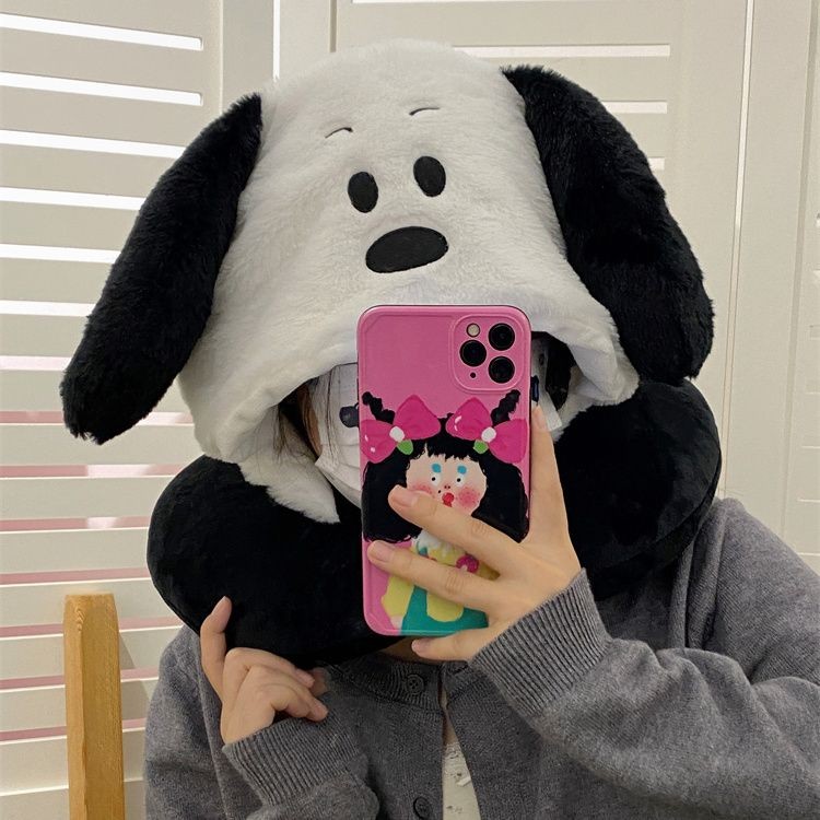 [ขายร้อน] น่ารักน่ารักหูใหญ่ ปาชา สุนัขหมวกหมอนคลุมด้วยผ้าหมอนรูปตัวยูสํานักงานหมอนงีบเดินทางหมอนรองคอของขวัญวันเกิดสําหรับเพื่อน