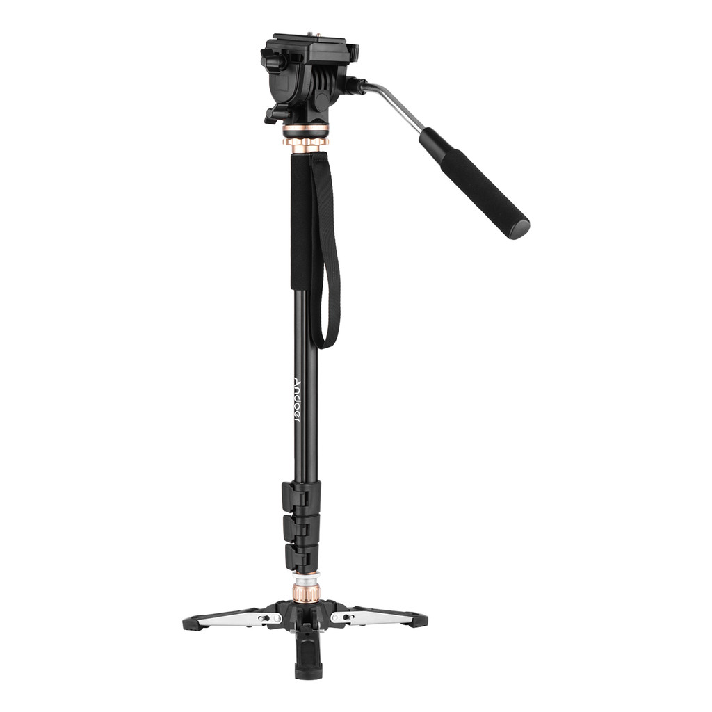 ท้องถิ่น Monopod Andoer 173 ซม./68 นิ้วการถ่ายภาพ Monopod ขาตั้งอลูมิเนียม 6 กก.ความจุที่ถอดออกได้ 3 ขาขาตั้งฐาน Pan Tilt Fluid หัวพกพากระเป๋าใช้งานร่วมกับ DSLR
