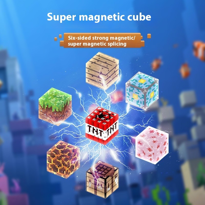 มายคราฟบล็อกแม่เหล็ก - บล็อกแม่เหล็กขนาดใหญ่ 2.5x2.5 ซม. DIY สำหรับเด็ก เล่นประกอบสร้างสรรค์