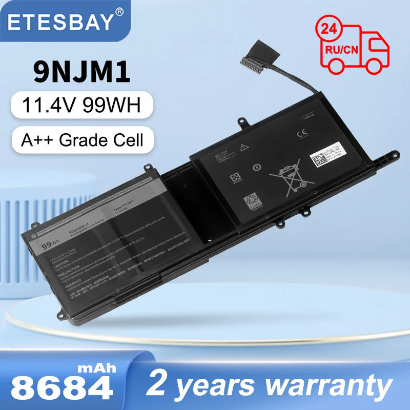 ETESBAY 9NJM1แบตเตอรี่แล็ปท็อปสำหรับ Dell Alienware 15 R3 R4 17 R5 Series P69F P31E001 MG2YH HF250 0