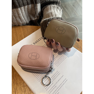 สุภาพสตรี หนังวัว กระเป๋าใส่เหรียญซิปคู่ขนาดเล็กแบบพกพาความจ…