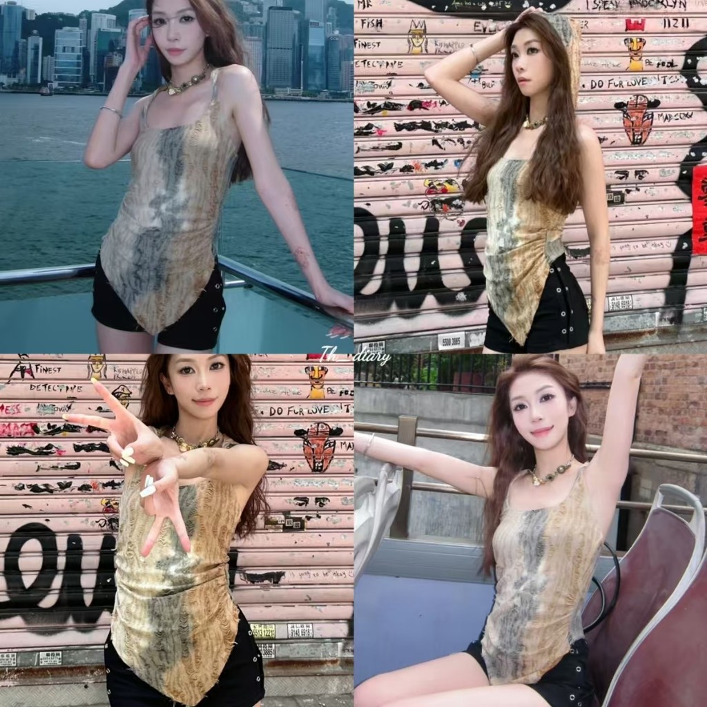 (พร้อมที่จะจัดส่งในกรุงเทพ)  เสื้อแขนกุดเว้าหลังผู้หญิง แต่งสไตล์ขาดๆ รัดรูป ใส่แล้วดูดี-RR107