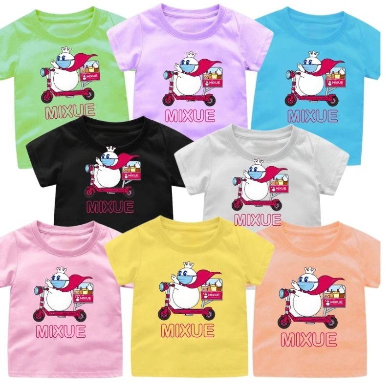 YosellaKIDS Mixue Doll เสื้อยืดเด็ก Top Viral Scooter 1-12 ปี Sizes SMLXL.2XL.3XL/VIRAL CLOTHES