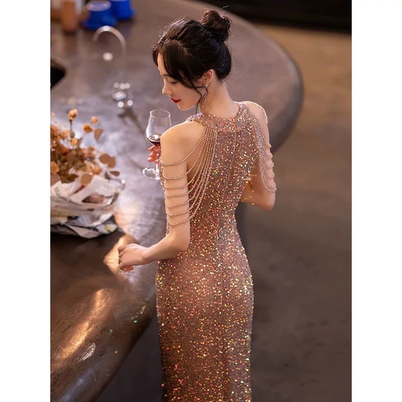 [Fishtail Elegant] ชุดราตรีที่สวยงามหญิง 2025 High-End หรูหรา Niche High-End Feel จัดเลี้ยงการประชุมประจําปี Classy Celeb