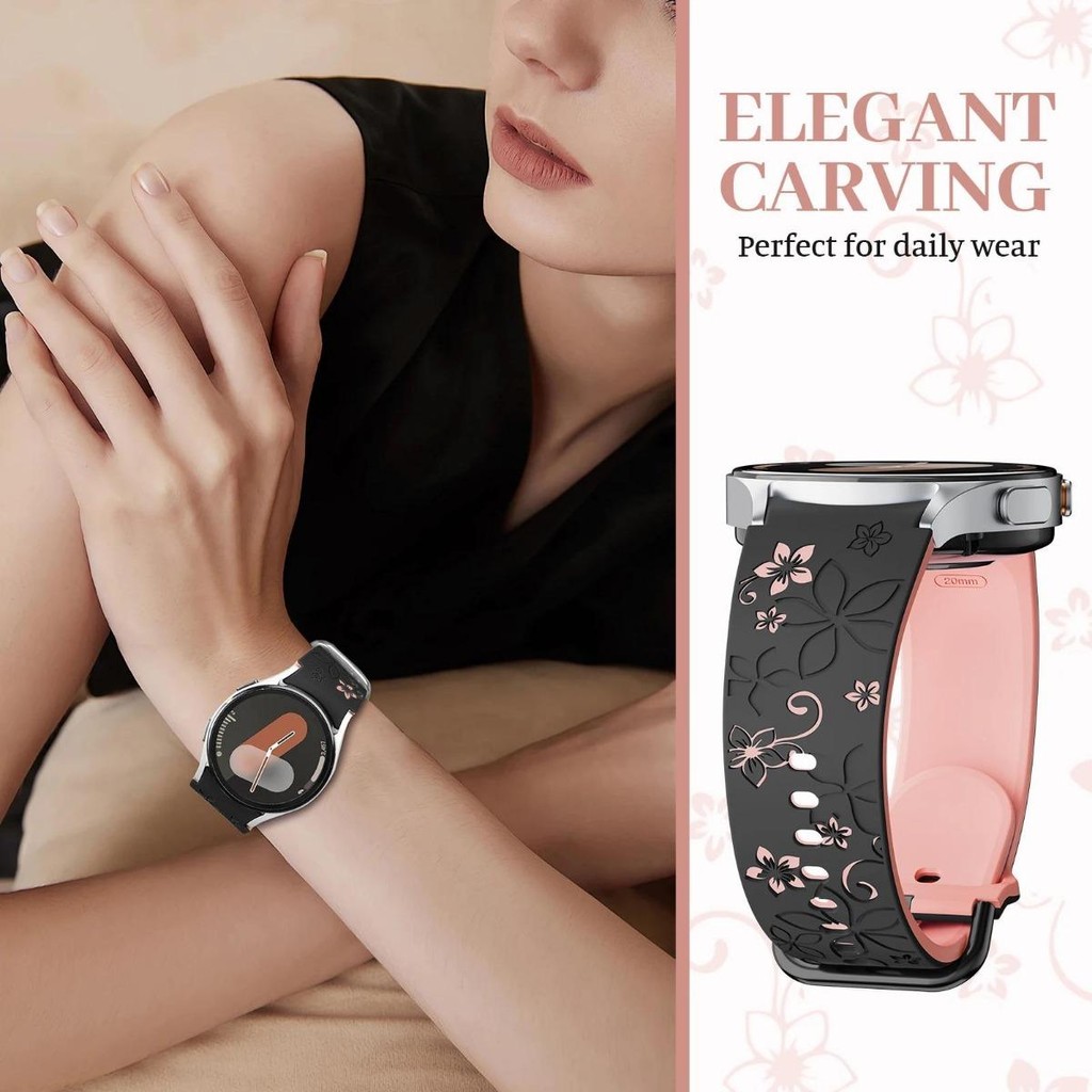 แกะสลักสําหรับ Samsung Galaxy นาฬิกา 7/5 Pro/4 6 40 มม.44 มม.6Classic 43 47 มม.ซิลิโคนกีฬาไม่มีช่องว่างสร้อยข้อมือ correa Galaxy นาฬิกา 7 FE 40 มม.สายรัด - รูปที่ 3