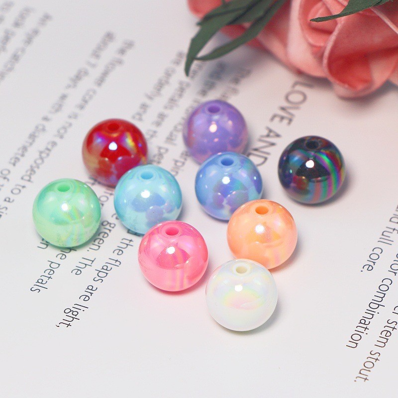 10pcs ฤดูร้อน Macaron สดตรงลูกปัด Handmade DIY Beading วัสดุอุปกรณ์เสริม AB Electroplating 16 มม.