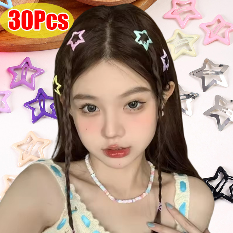 [3-5 วันมาถึง]10/20/30 ชิ้น Y2K กิ๊บติดผมรูปดาว 10 แพ็ค | คลิป BB รูปดาวห้าแฉกโลหะผสมสําหรับผู้หญิง,เครื่องประดับผมสําหรับงานปาร์ตี้คลิปกันลื่น 3 ซม. ชุดของขวัญใช้ประจําวัน