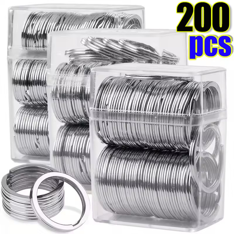 50/100/200 ชิ้น 25 มิลลิเมตรเงินพวงกุญแจโลหะ - รอบแยกพวงกุญแจ - เครื่องประดับ DIY ทําอุปกรณ์เสริม