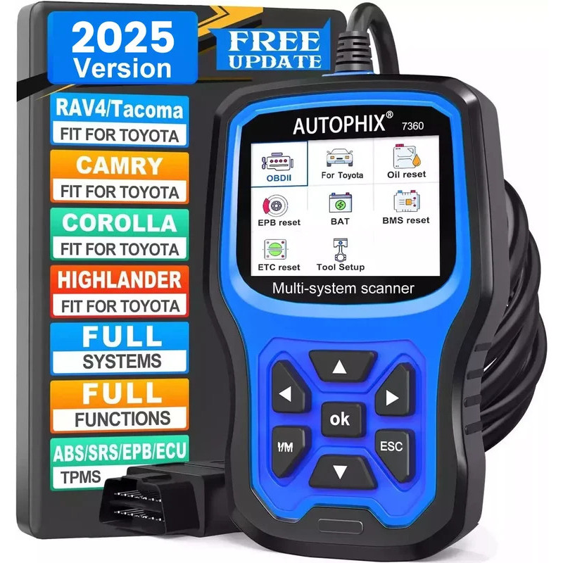 Autophix 7360 สำหรับ Toyota เครื่องสแกน OBD2 ทุกระบบ วินิจฉัย EPB TPMS BMS รีเซ็ตน้ำมันเครื่อง OBD2 