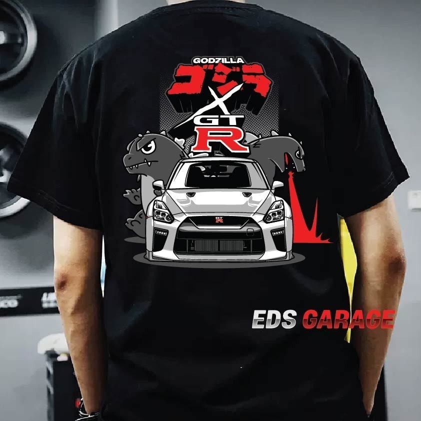 R35 Godzilla Skyline GTR GTR35 ฤดูร้อนผ้าฝ้ายแขนสั้นพิมพ์คุณภาพสูงรอบคอเสื้อยืด Unisex ขนาด S-5XL