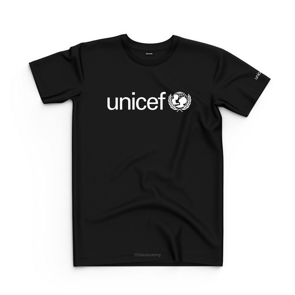 เสื้อยืดผ้าฝ้ายS-5XL UNICEFเสื้อยืดโลโก้สีดําS-5XLS-5XL