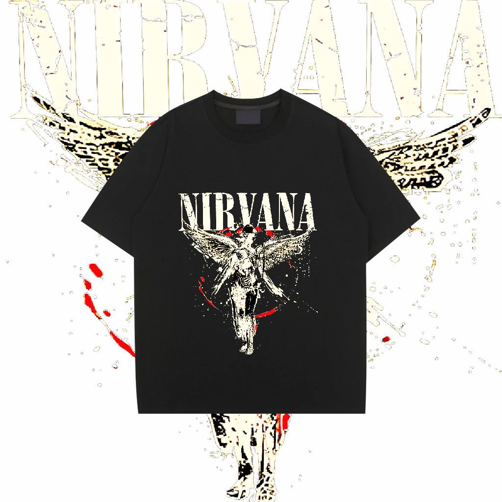 NIRVANA InUtero-เสื้อยืดแฟชั่นผ้าฝ้ายแท้คอกลมพิมพ์เสื้อยืดผู้ชาย-Size S-5XL